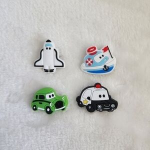Crocs Jibbitz Cartoon Car Plane Sail Boat Police Car Shoe Charms Set of 4